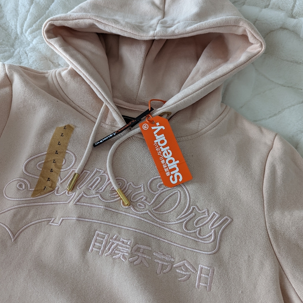 NWT SuperDry women's light pink hoodie L